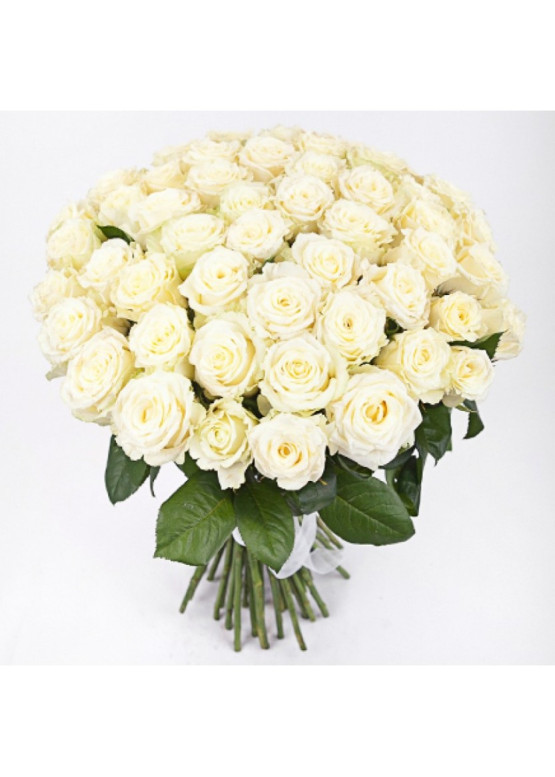 35 Белых роз Вайт Наоми (White Naomi) 70см